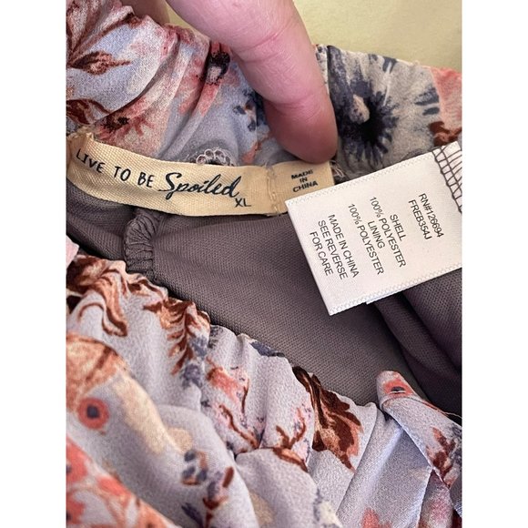 To Be Spoiled Girls Blue Floral Sheer Overlay Ruffle Bottom Skirt - Picture 10 of 11